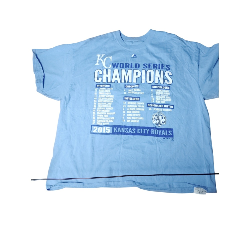 Majestic Kansas City Royals 2015 World Series Champions Roster T-Shirt Blue 2XL